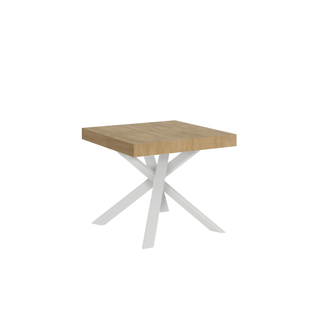 Itamoby Ausziehtisch 90x90/194 cm in Holzoptik Eiche Natur, Eisen style modern Braun Spanplatte