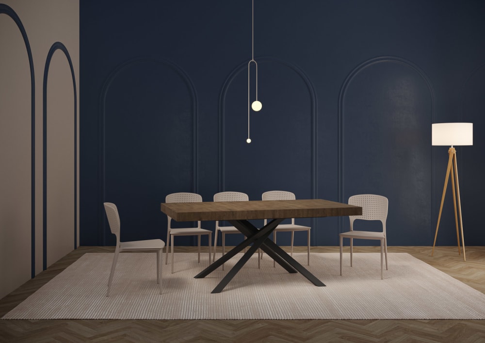Ausziehtisch 90x180/284 cm in Holzoptik Nussbaumbraun, Eisen -