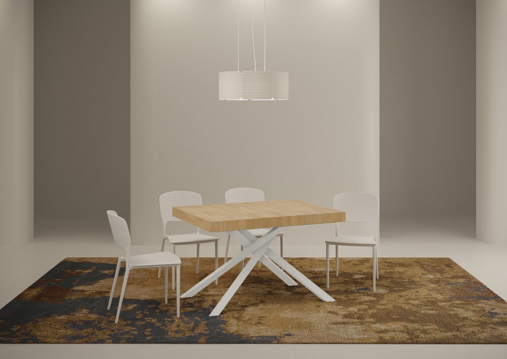 Ausziehtisch 90x120/224 cm in Holzoptik Eiche Natur, Eisen -