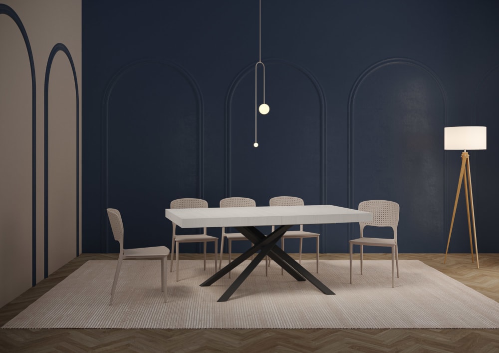 Ausziehtisch 90x160/264 cm in Holzoptik Esche weiß, Eisen -