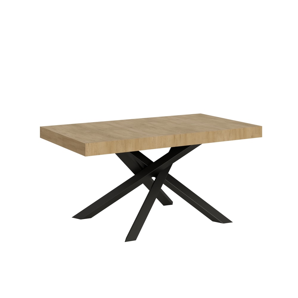 Itamoby Ausziehtisch 90x160/264 cm in Holzoptik Eiche Natur, Eisen style modern Braun Spanplatte
