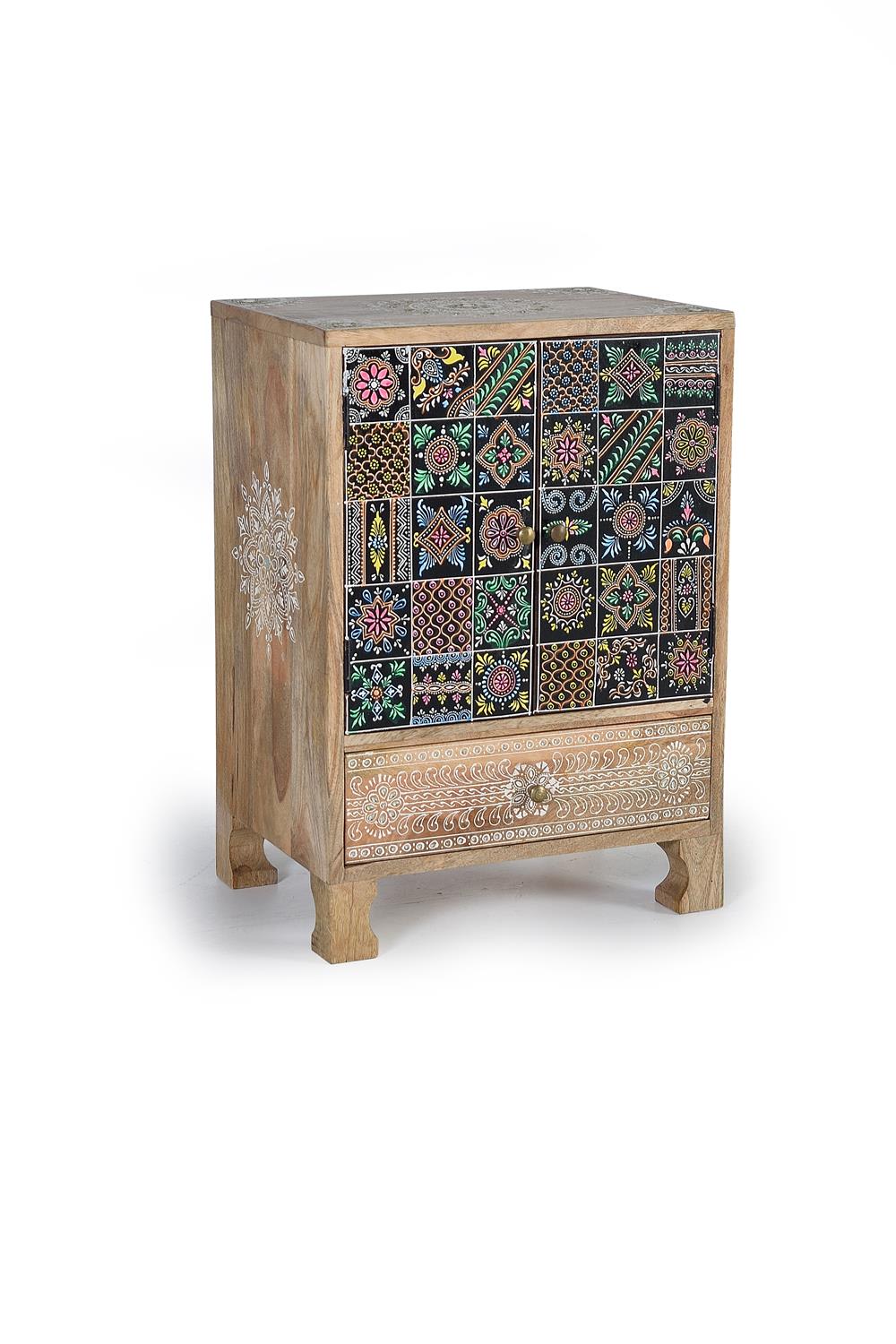 Meuble téléphone manguier et peints à la main