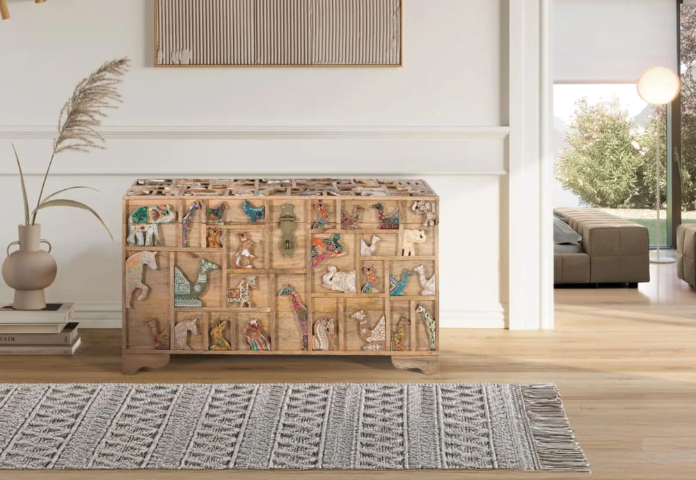 Coffre en bois de manguier avec détails originaux - Maisons du Monde