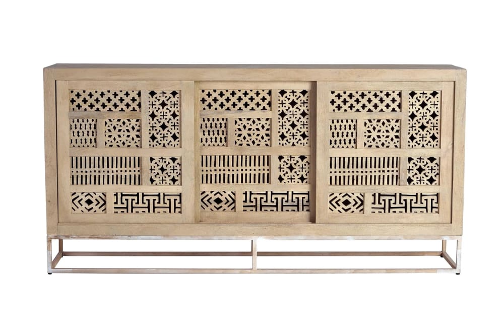 GINER Y COLOMER Sideboard aus Mangoholz und Metall style landhaus Beige