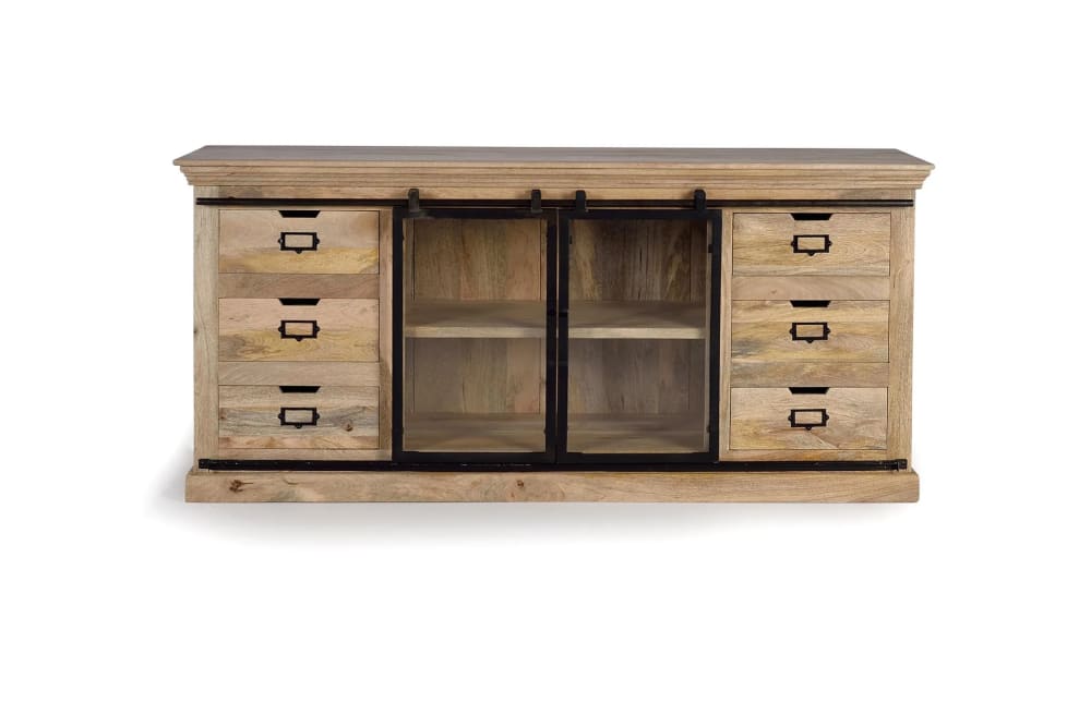 GINER Y COLOMER Sideboard aus Mangoholz Schwarz style industrial Braun
