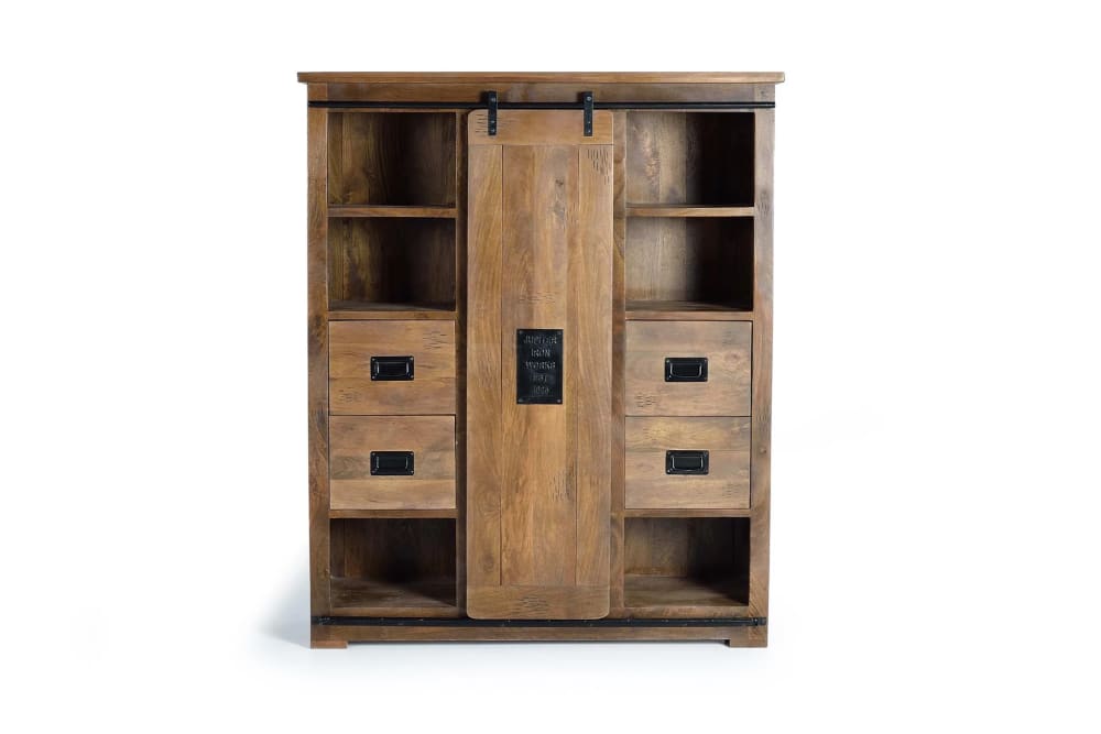 GINER Y COLOMER Industrielle Anrichte aus Mangoholz mit Metallelementen style industrial Braun