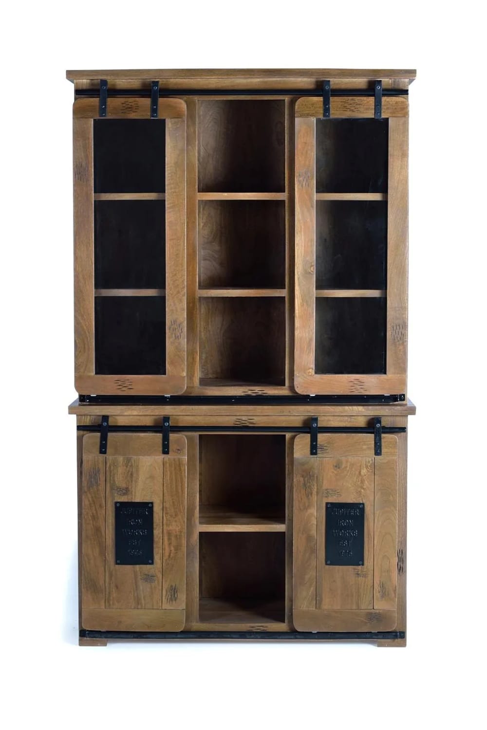 GINER Y COLOMER Vitrine aus Mangoholz und Metall mit Glastüren style industrial Braun
