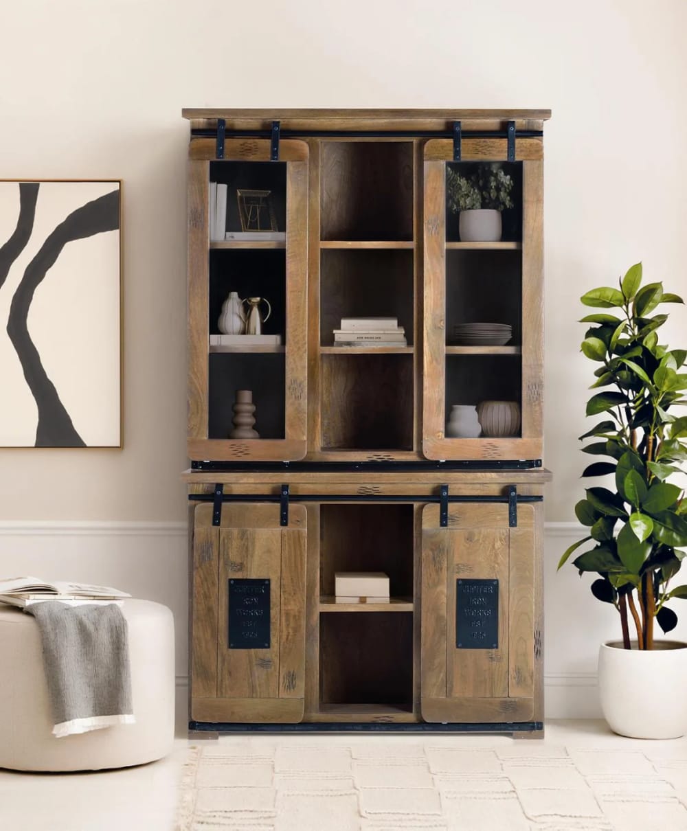 Vitrine aus Mangoholz und Metall mit Glastüren - Maisons Du Monde