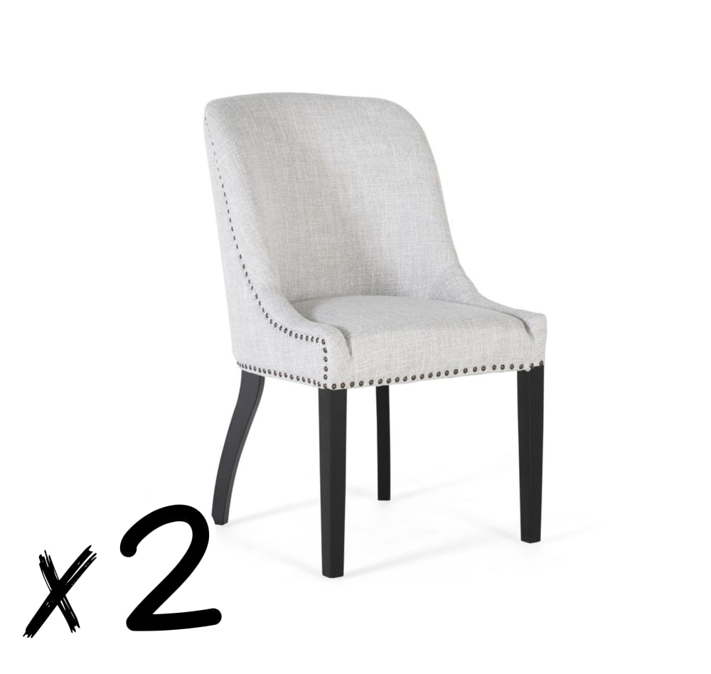 lot de 2 chaises en tissu - gris