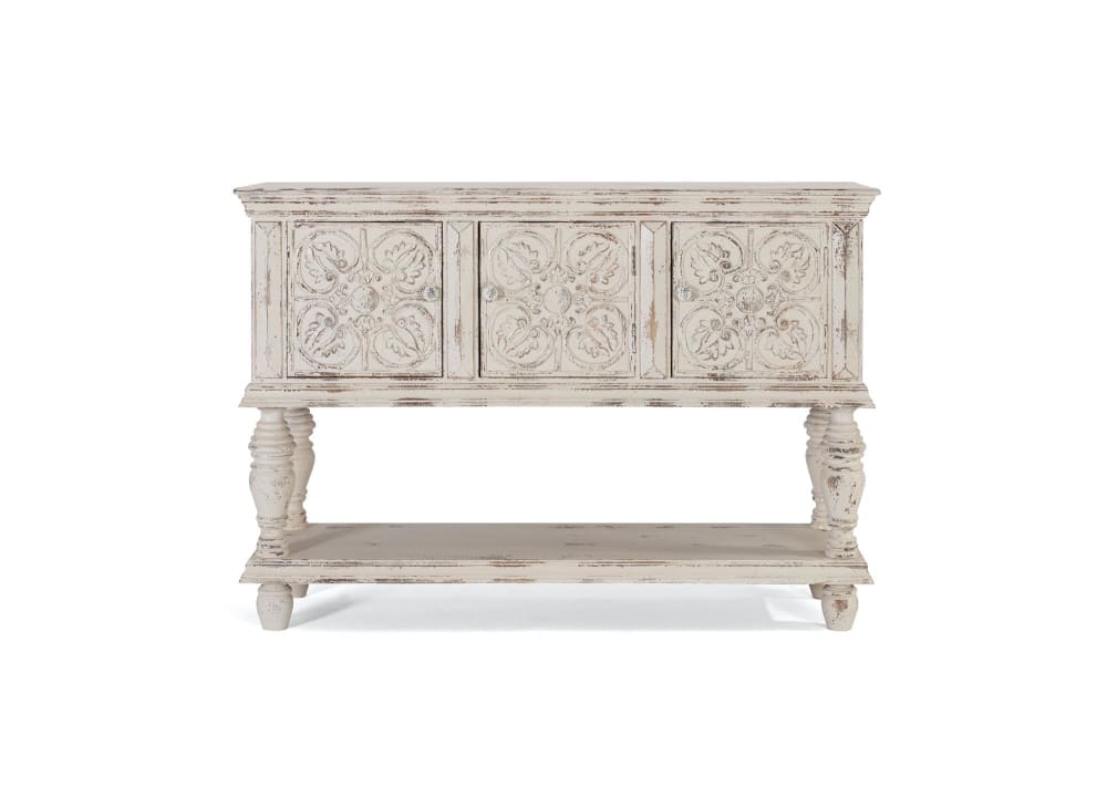 Console en bois manguier blanc vieilli