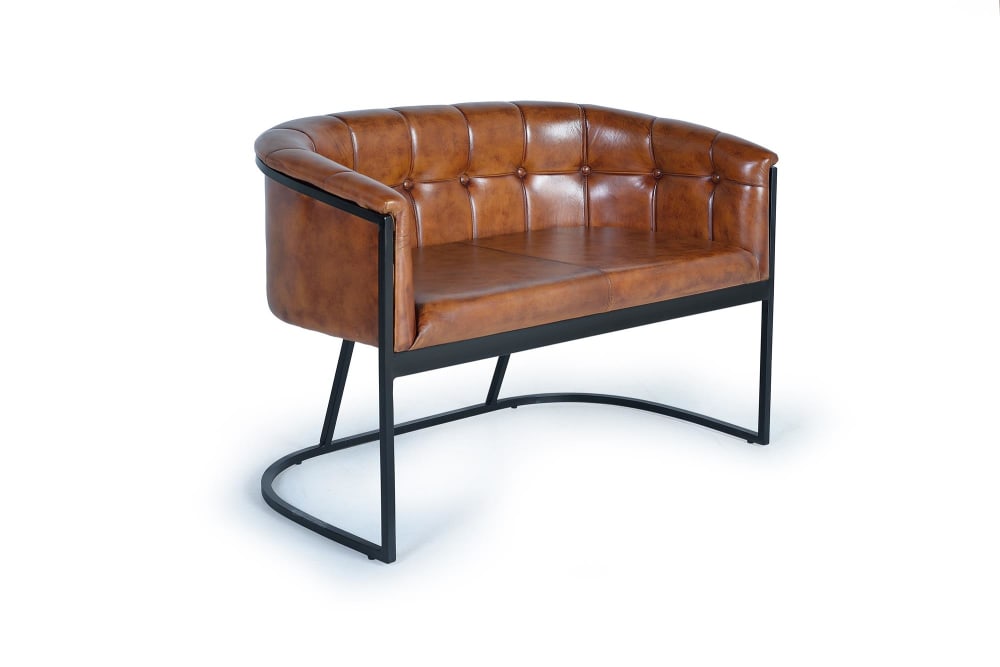 Canapé cuir marron et métal