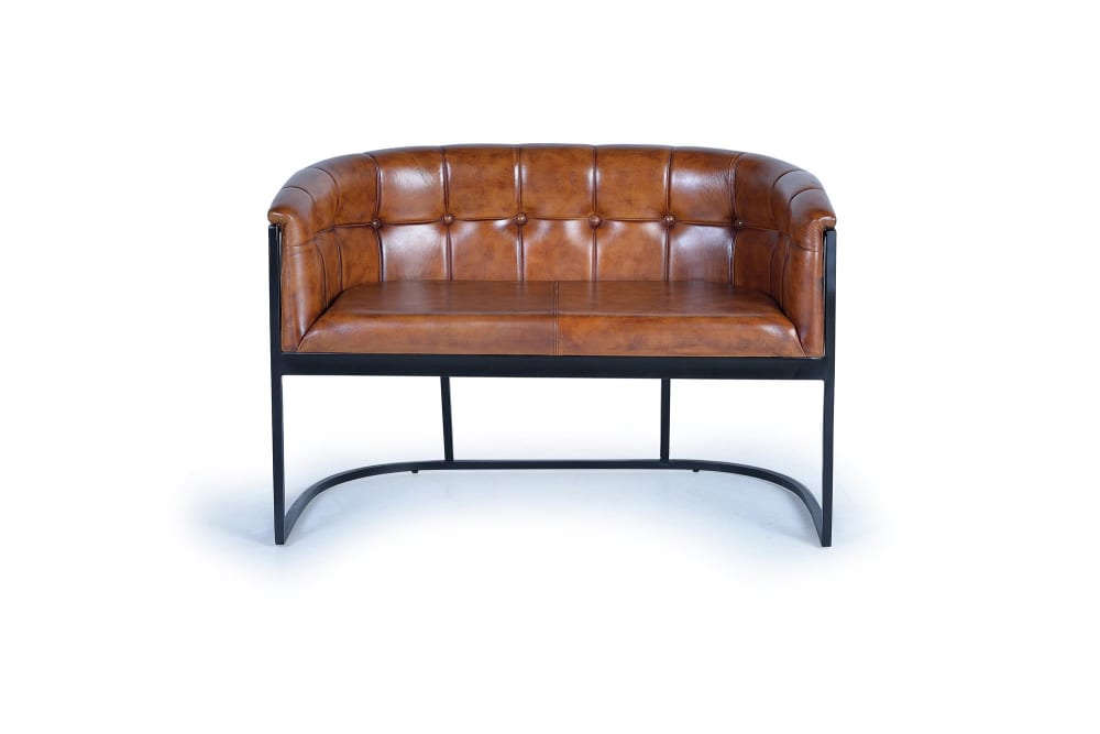 Canapé cuir marron et métal
