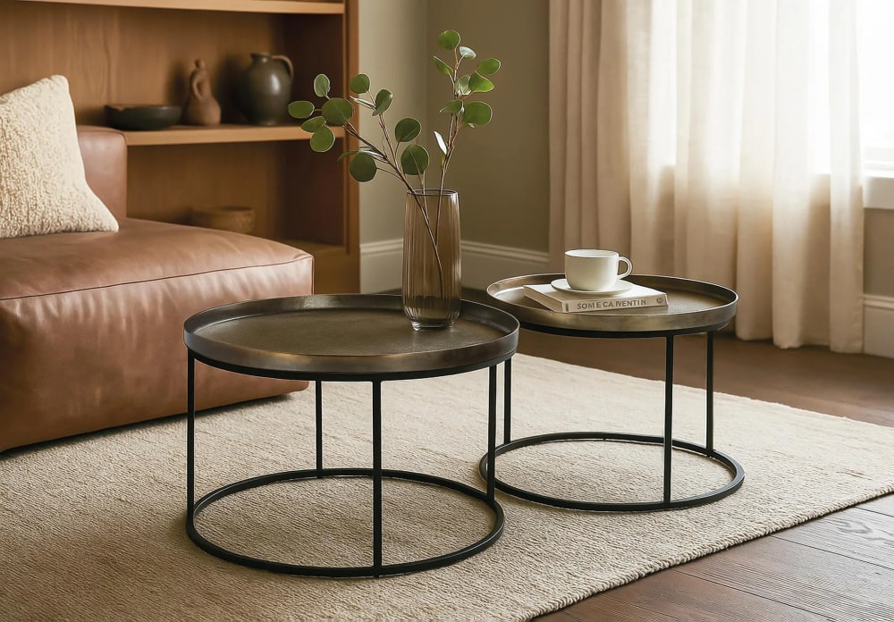 Set aus zwei Couchtischen mit Bronze-Finish - Maisons Du Monde