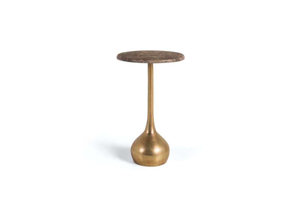 Table d'appoint avec plateau en marbre et pied en métal