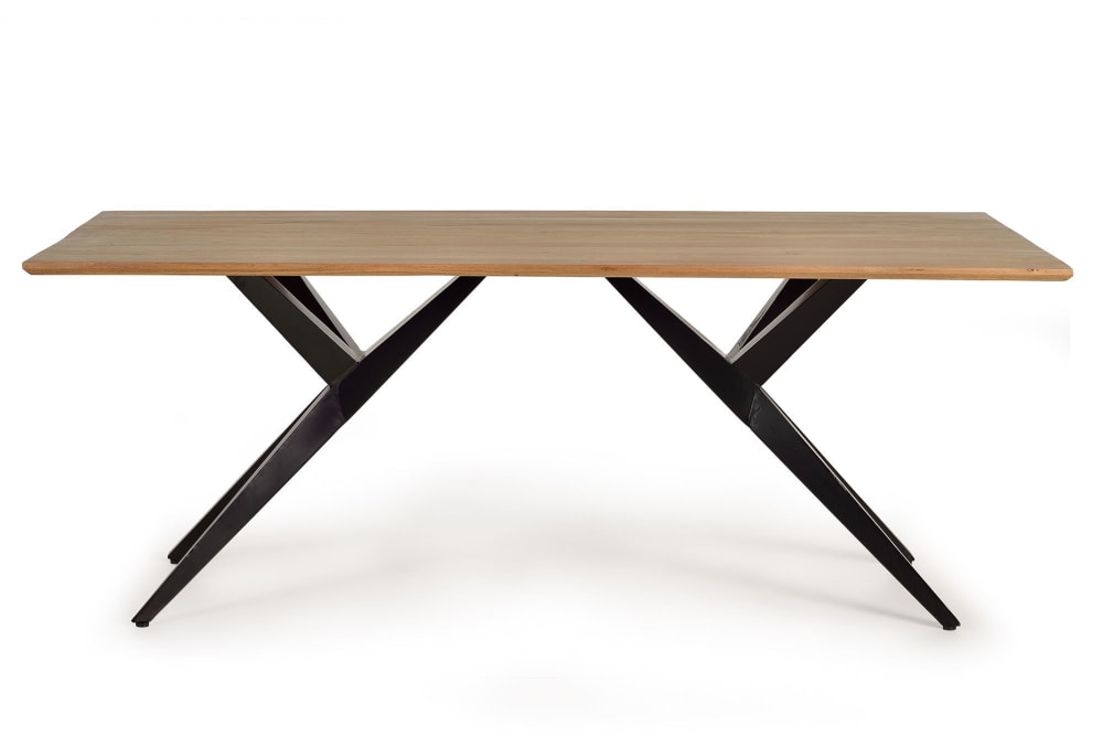 Table a manger en bois d'acacia et métal