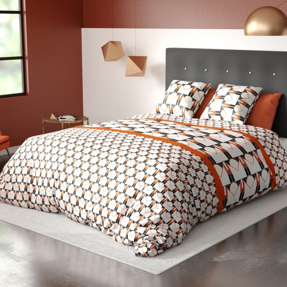 Parure housse de couette polyester imprimée + 2 taies 200x200 cm