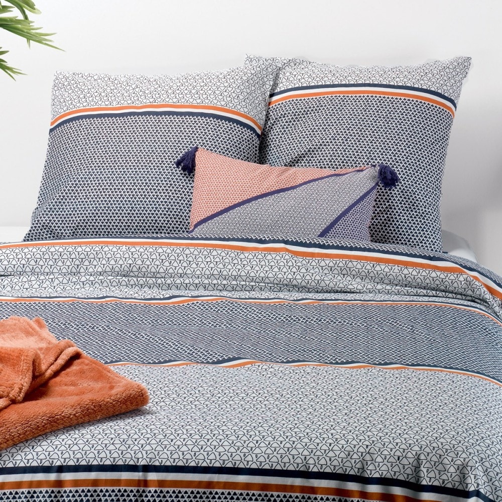 Parure de couette 100% coton 57 fils imprimée 240x220cm 2 taies - Maisons du Monde