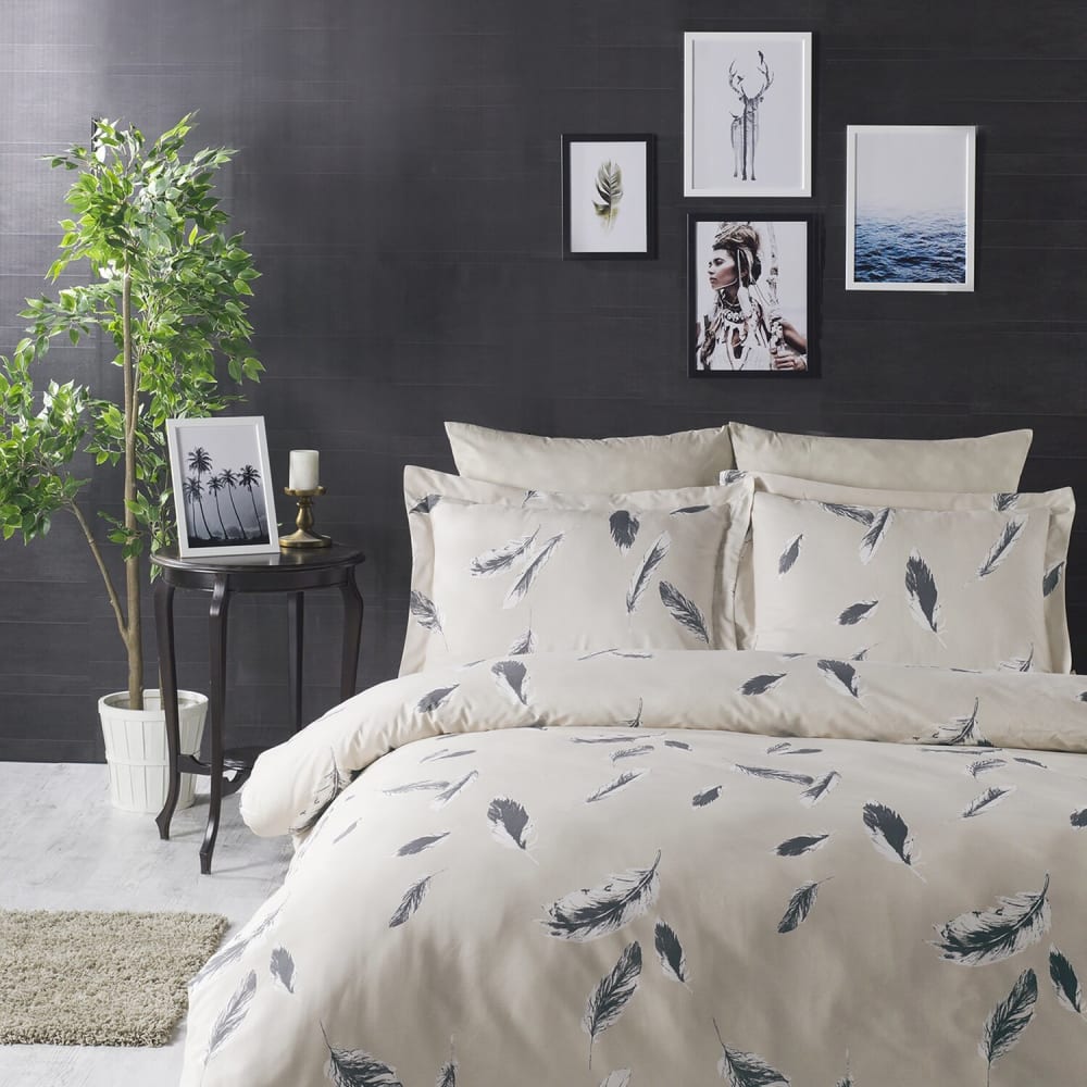 Parure housse de couette 100% coton imprimée + 2 taies 240x220 cm