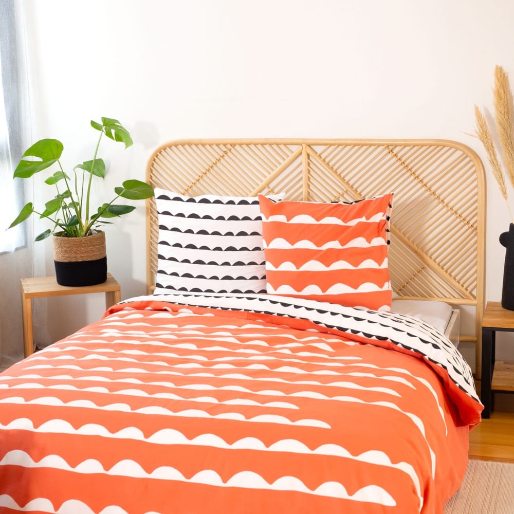 Parure housse de couette coton imprimée + 2 taies 260x240 cm - Maisons du Monde