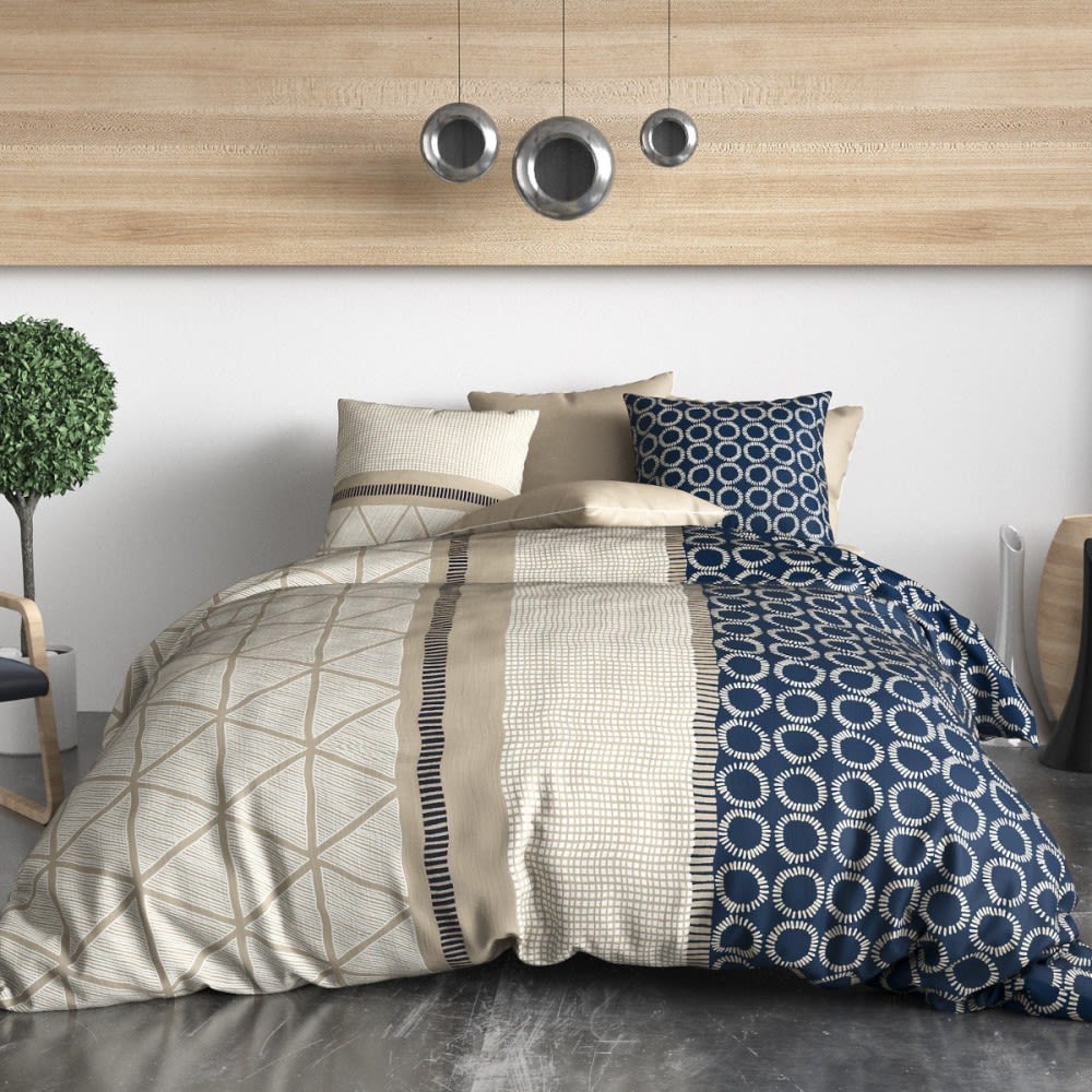 Parure de couette 100% coton 57 fils imprimée 260x240cm 2 taies