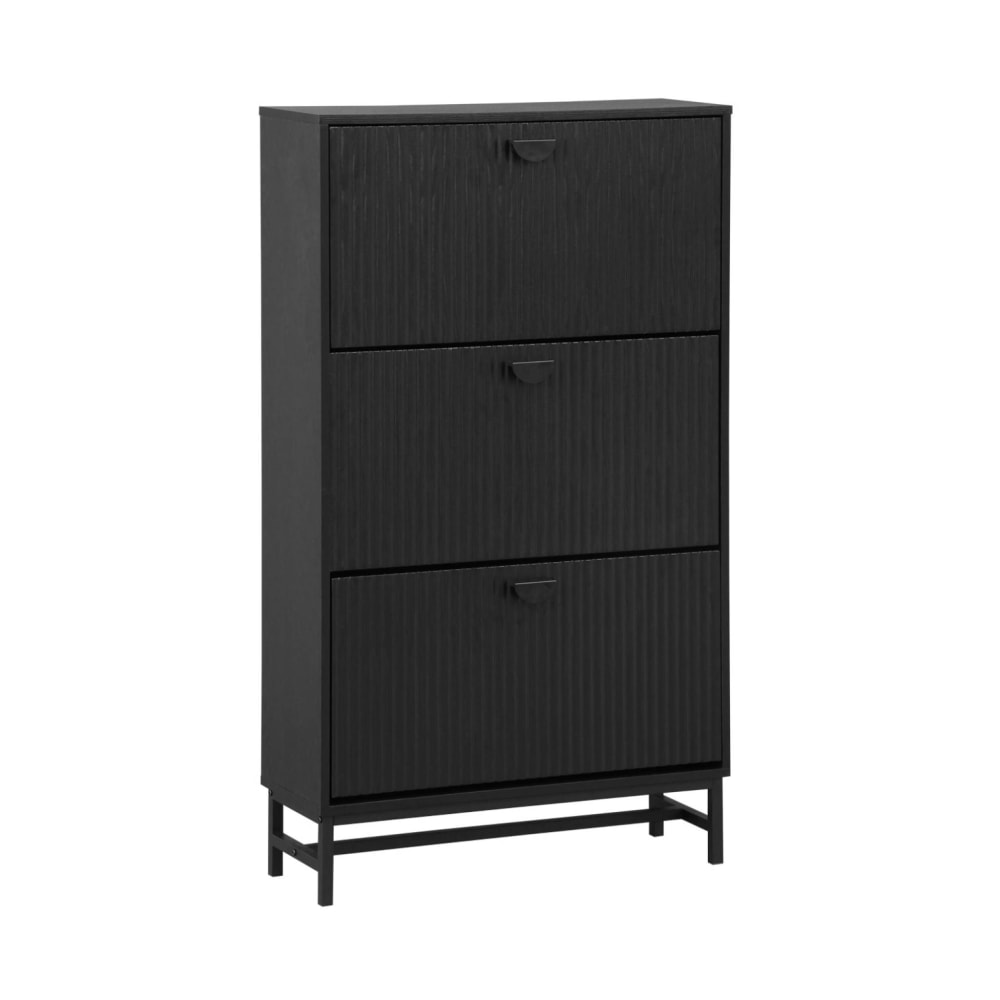 Schuhschrank, geriffeltes Holzdekor, schwarz - Maisons Du Monde