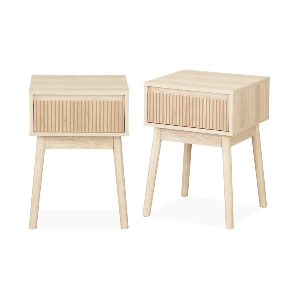 Table de chevet avec un tiroir naturel (lot de 2)