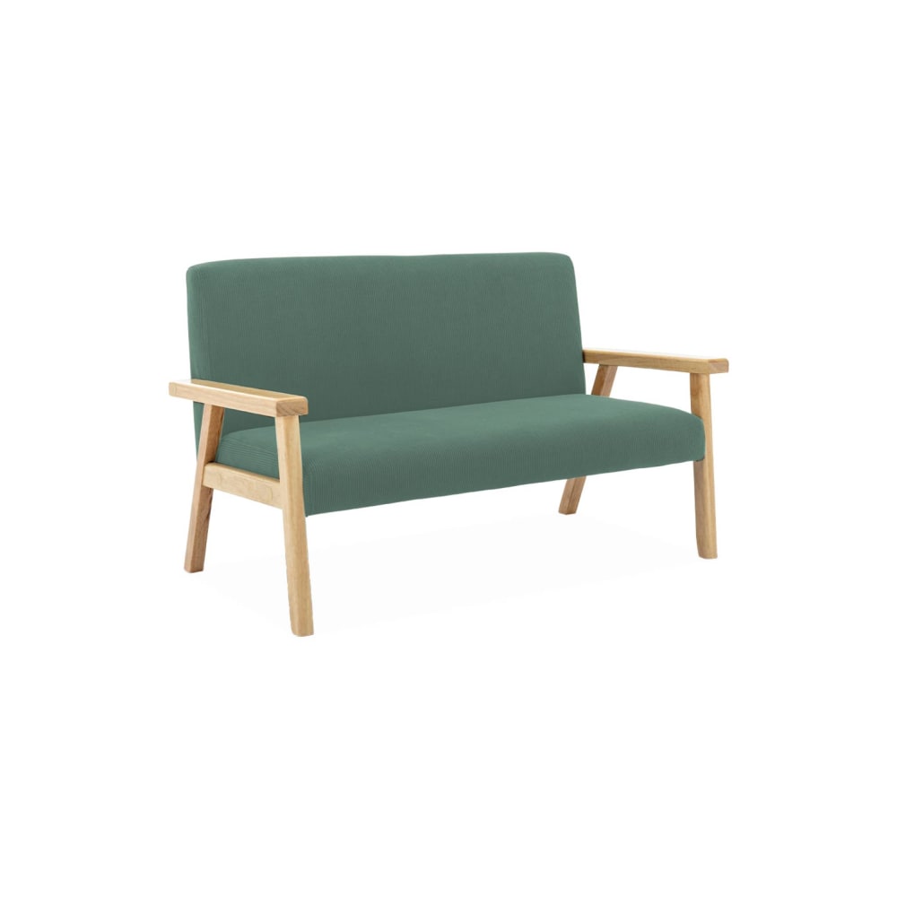 2-Sitzer Bank für Kinder Cord und Hevea-Holz, Khaki - Maisons Du