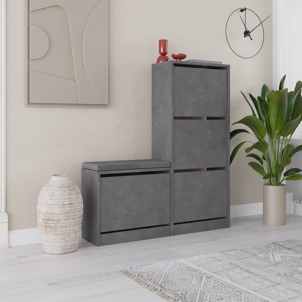 Schuhschrank mit 4 Türen L105 cm - Grau - Maisons Du Monde