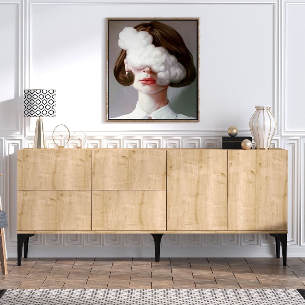 Buffet 6 portes décor chêne saphir - l180 cm - Maisons du Monde