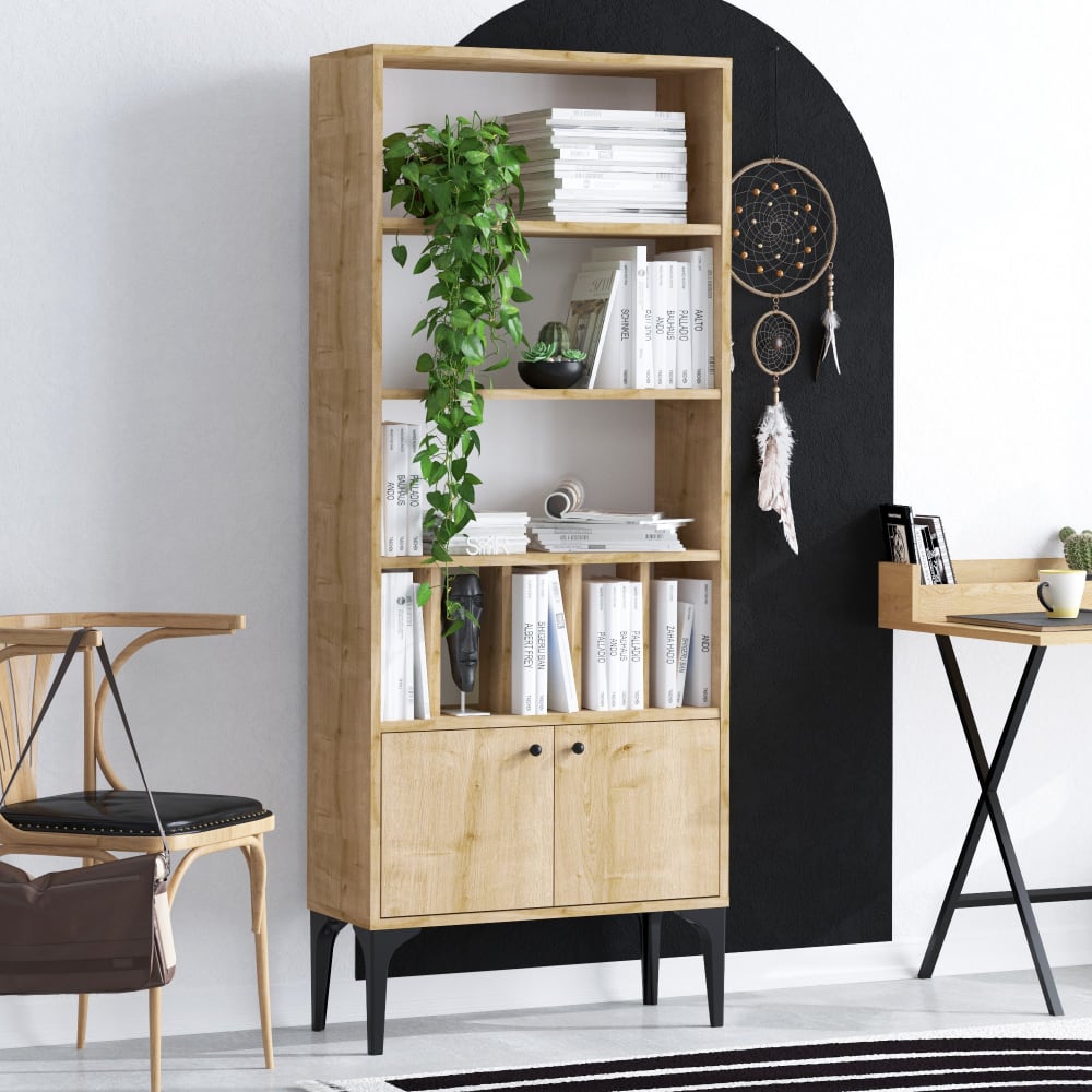 Holz Bücherregal "Pollux" - 60 x 30 x 175 cm - Eiche Saphir -