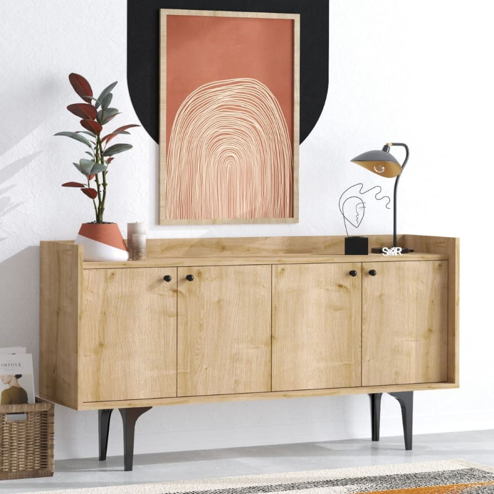 Buffet 4 portes décor chêne saphir - L150 cm - Maisons du Monde