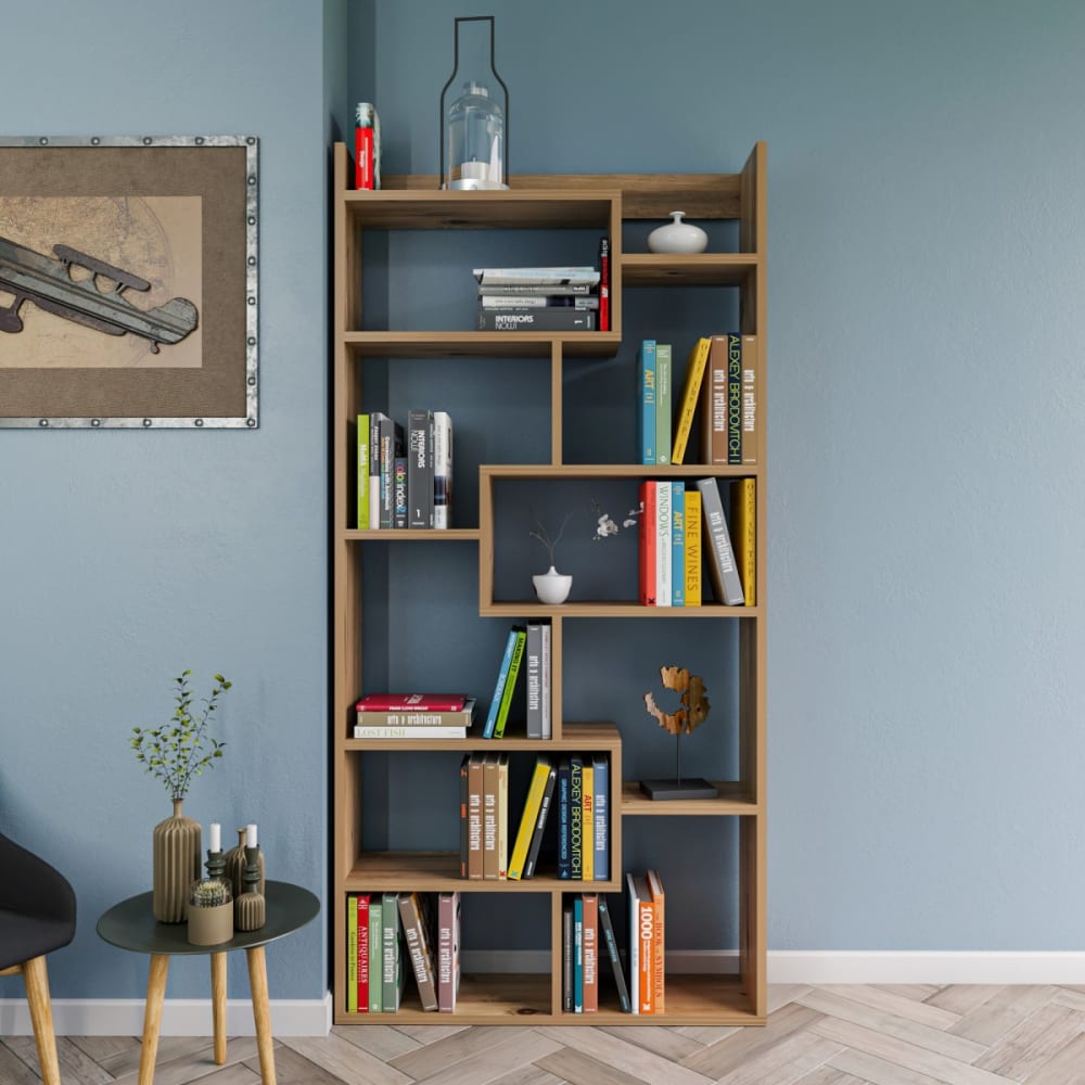 Etagère 12 tablettes - L90 cm - Effet Chêne - Maisons du Monde