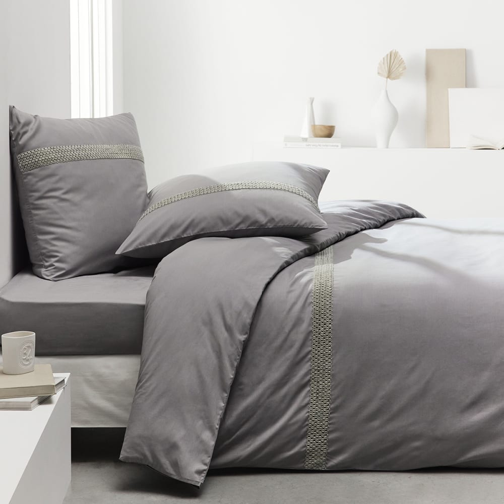 Drap housse grand bonnet pour lit 180x200 cm gris clair - Maisons du Monde