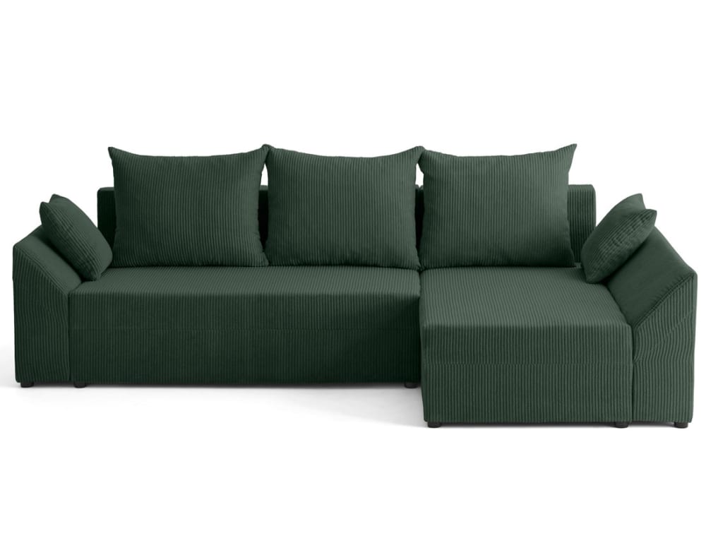 Canapé d'angle réversible convertible 4 places en velours côtelé vert