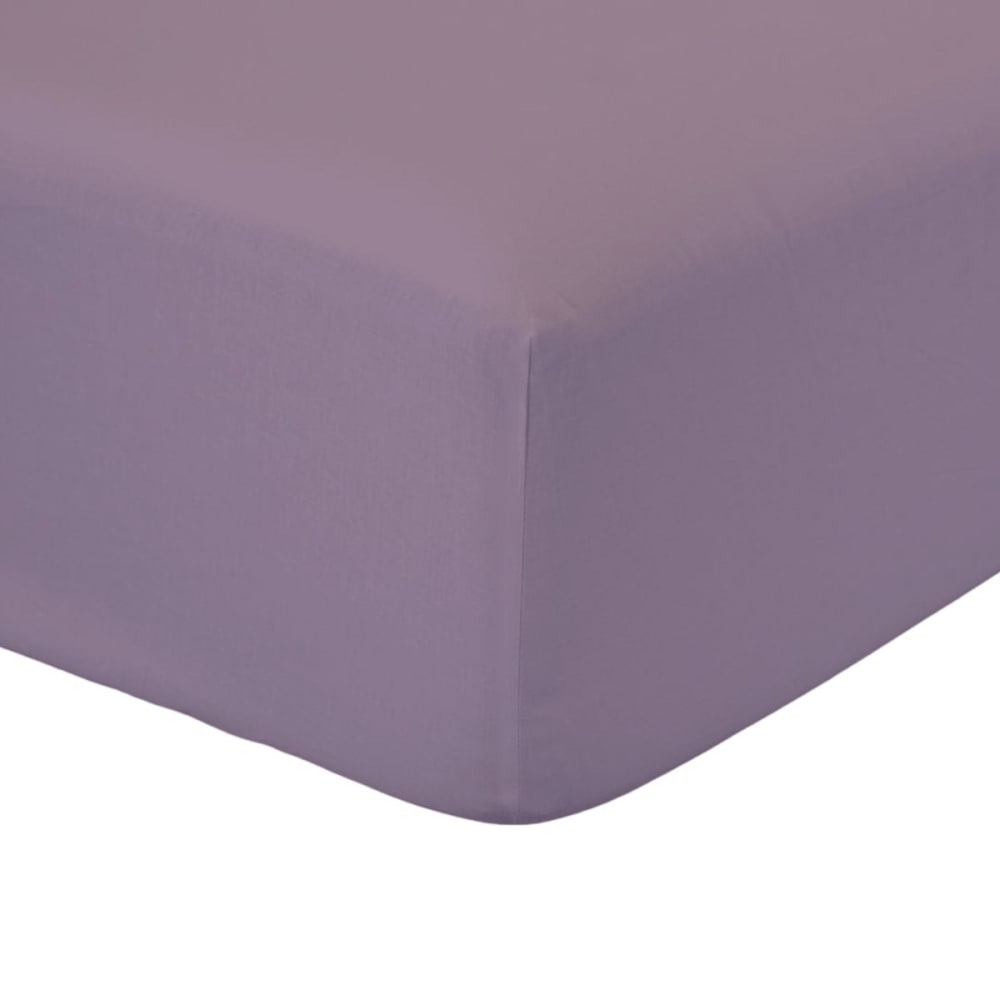 Drap housse coton 1 personne uni  90x190 cm Violet