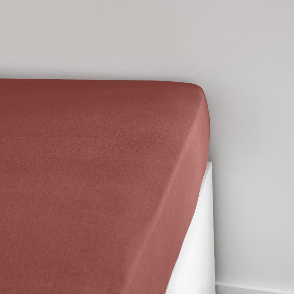 Drap housse 1 personne jersey uni  90x190 cm Rouge