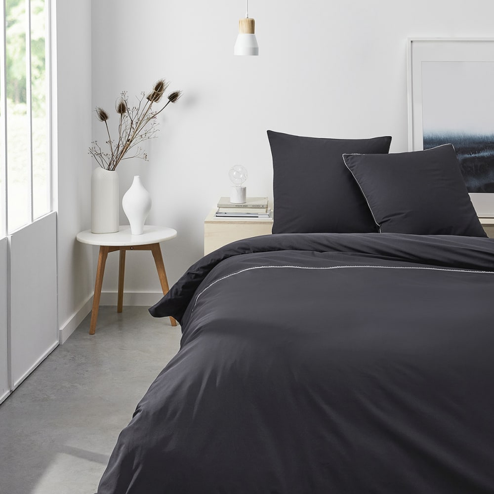 Drap housse grand bonnet pour lit 160x200 cm gris anthracite - Maisons du Monde