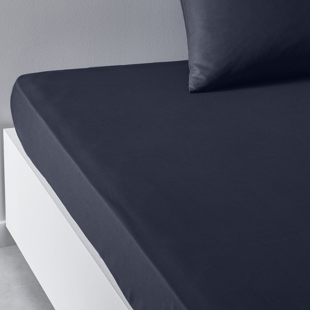 Today Spannbettlaken fürs Bett Baumwolle 180x200 cm style classic chic Blau Baumwolle
