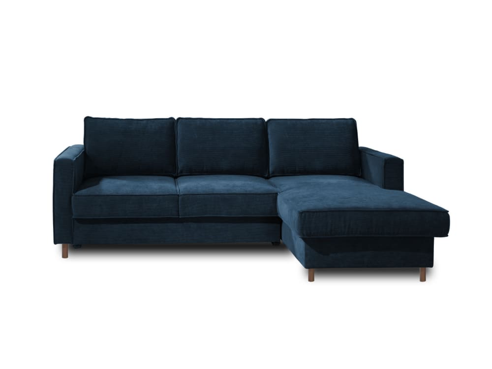 Canapé d'angle droit - convertible velours bleu