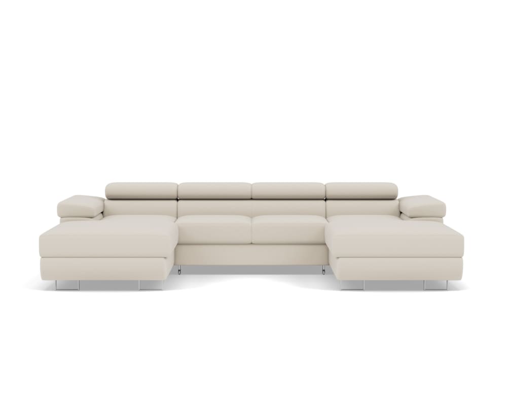 Canapé panoramique 7 places En U en Velours Beige