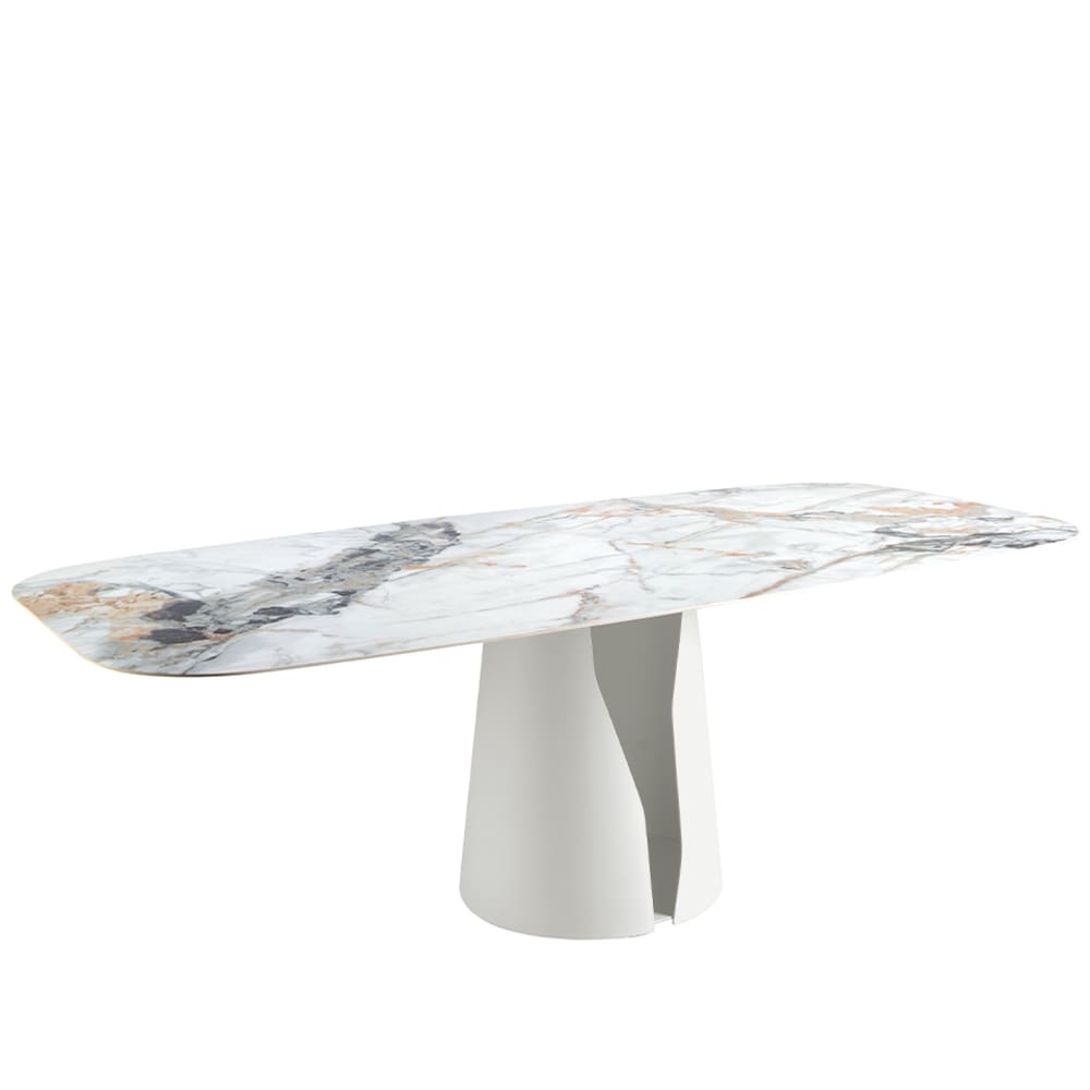 Angel Cerda Esstisch ovales Fass porzellanmarmor aus weißer Stahl style modern - -