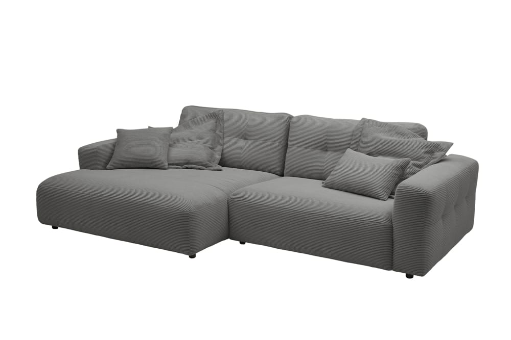 KAWOLA Ecksofa aus Cord, grau style modern - Pes - Polyester