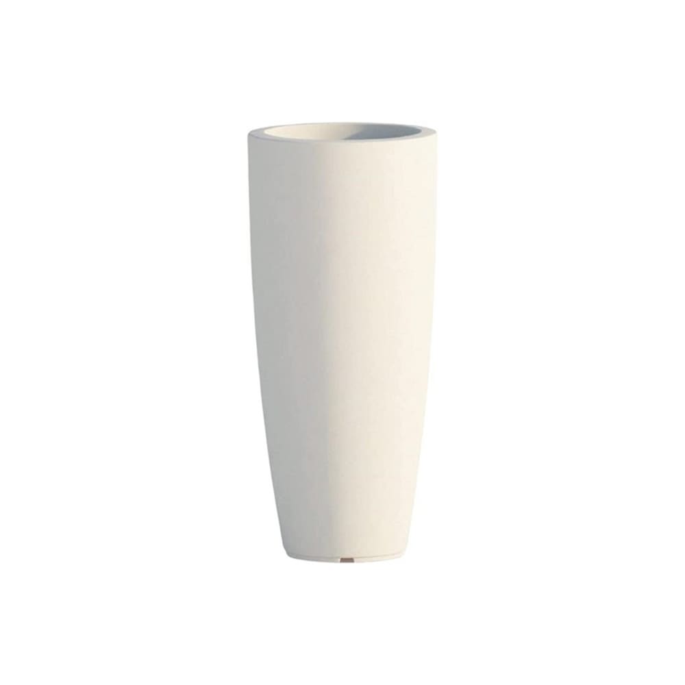 Grand vase de jardin rond en résine unie, Ø 40 x H 90 cm, blanc