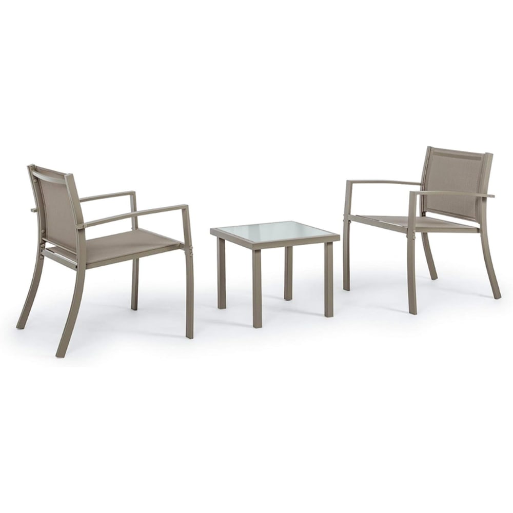 Ensemble de salon de jardin en acier gris tourterelle