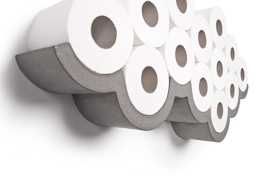 Etagère papier toilette design en béton gris - 75x10cm