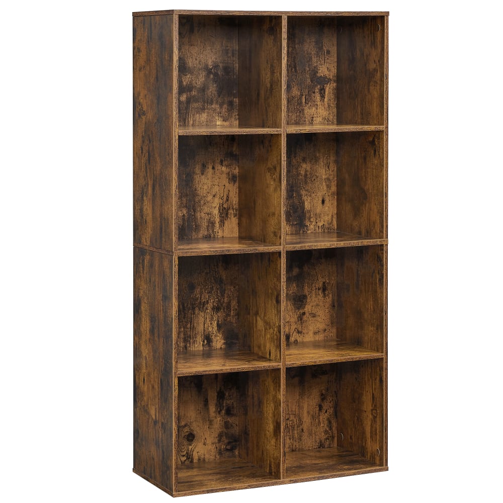 VASAGLE Étagère cubique avec 8 compartiments autoportante pour bureau marron Marron Bois - 129x65x30cm