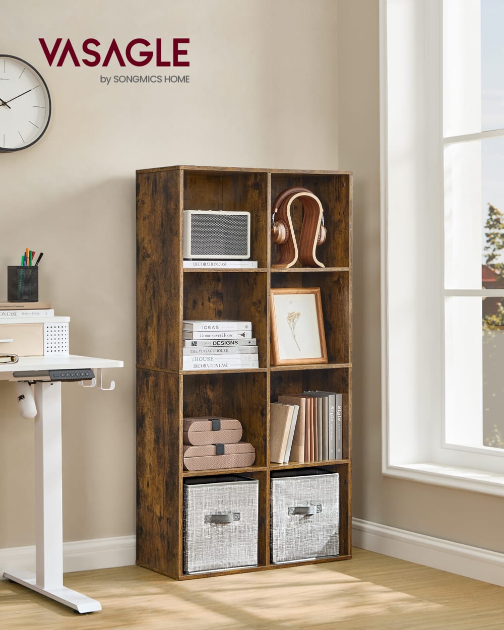 Étagère cubique avec 8 compartiments autoportante pour bureau marron - Maisons du Monde