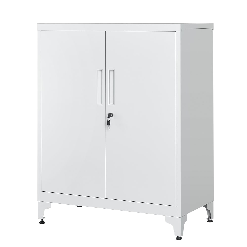 Armoire de bureau 2 portes verouillable en métal gris mat