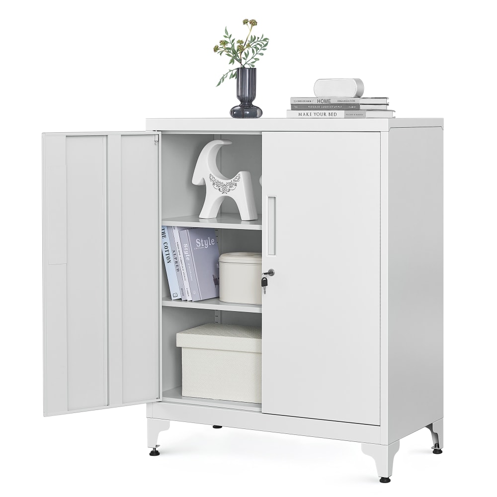 SONGMICS Armoire de rangement pour garage ou bureau serrure gris style contemporain Gris Métal - 80x90x40cm