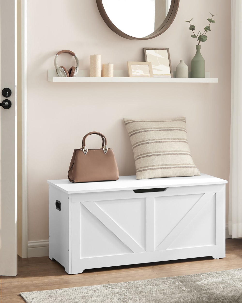 Banc de rangement de style maison de campagne 40 x 100 x 46.4 cm blanc - Maisons du Monde